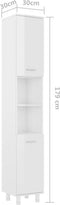 vidaXL - Badkamerkast - 30x30x179 - cm - spaanplaat - hoogglans - wit