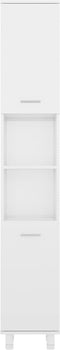 vidaXL - Badkamerkast - 30x30x179 - cm - spaanplaat - hoogglans - wit