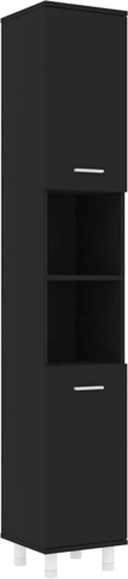 vidaXL - Badkamerkast - 30x30x179 - cm - spaanplaat - zwart