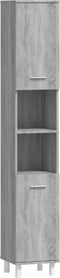 vidaXL - Badkamerkast - 30x30x179cm - bewerkt - hout - grijs - sonoma - eikenkleurig