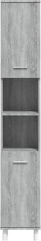 vidaXL - Badkamerkast - 30x30x179cm - bewerkt - hout - grijs - sonoma - eikenkleurig
