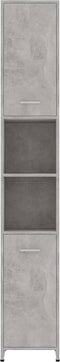 vidaXL - Badkamerkast - 30x30x183,5 - cm - bewerkt - hout - betongrijs