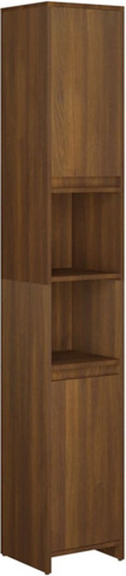 vidaXL - Badkamerkast - 30x30x183,5 - cm - bewerkt - hout - bruin - eikenkleur