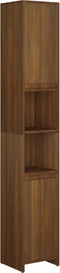 vidaXL - Badkamerkast - 30x30x183,5 - cm - bewerkt - hout - bruin - eikenkleur