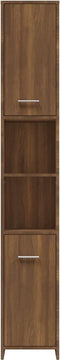vidaXL - Badkamerkast - 30x30x183,5 - cm - bewerkt - hout - bruin - eikenkleur