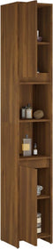 vidaXL - Badkamerkast - 30x30x183,5 - cm - bewerkt - hout - bruin - eikenkleur