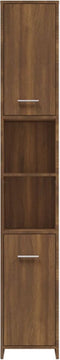 vidaXL - Badkamerkast - 30x30x183,5 - cm - bewerkt - hout - bruin - eikenkleur