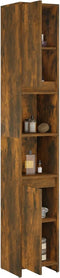 vidaXL - Badkamerkast - 30x30x183,5 - cm - bewerkt - hout - gerookt - eikenkleurig