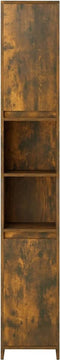 vidaXL - Badkamerkast - 30x30x183,5 - cm - bewerkt - hout - gerookt - eikenkleurig