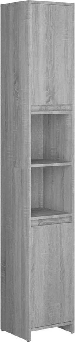 vidaXL - Badkamerkast - 30x30x183,5 - cm - bewerkt - hout - grijs - sonoma - eiken