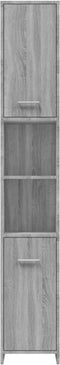 vidaXL - Badkamerkast - 30x30x183,5 - cm - bewerkt - hout - grijs - sonoma - eiken