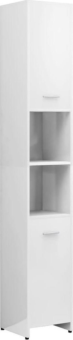 vidaXL - Badkamerkast - 30x30x183,5 - cm - bewerkt - hout - hoogglans - wit