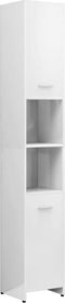 vidaXL - Badkamerkast - 30x30x183,5 - cm - bewerkt - hout - hoogglans - wit