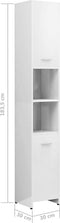 vidaXL - Badkamerkast - 30x30x183,5 - cm - bewerkt - hout - hoogglans - wit