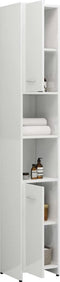 vidaXL - Badkamerkast - 30x30x183,5 - cm - bewerkt - hout - hoogglans - wit
