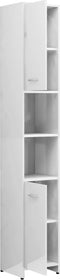 vidaXL - Badkamerkast - 30x30x183,5 - cm - bewerkt - hout - hoogglans - wit