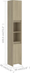 vidaXL - Badkamerkast - 30x30x183,5 - cm - bewerkt - hout - sonoma - eikenkleurig