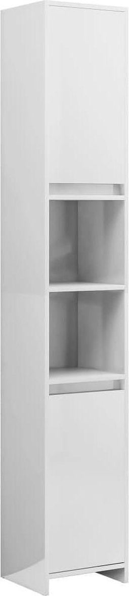 vidaXL - Badkamerkast - 30x30x183,5 - cm - spaanplaat - hoogglans - wit