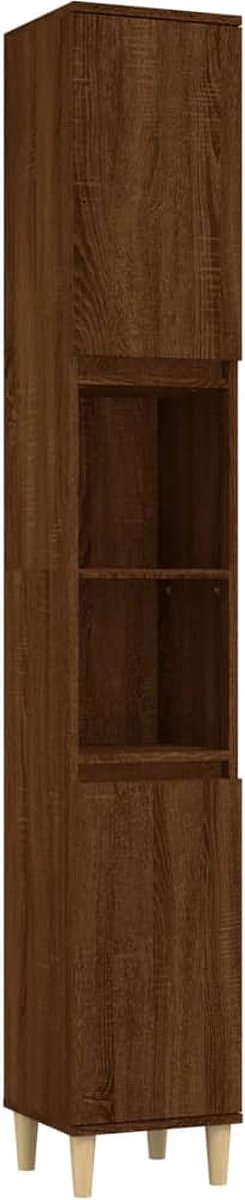 vidaXL - Badkamerkast - 30x30x190 - cm - bewerkt - hout - bruin - eikenkleur