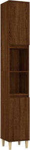 vidaXL - Badkamerkast - 30x30x190 - cm - bewerkt - hout - bruin - eikenkleur