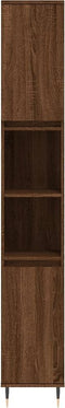 vidaXL - Badkamerkast - 30x30x190 - cm - bewerkt - hout - bruin - eikenkleur