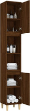 vidaXL - Badkamerkast - 30x30x190 - cm - bewerkt - hout - bruin - eikenkleur