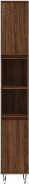 vidaXL - Badkamerkast - 30x30x190 - cm - bewerkt - hout - bruin - eikenkleur