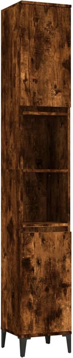 vidaXL - Badkamerkast - 30x30x190 - cm - bewerkt - hout - gerookt - eikenkleurig