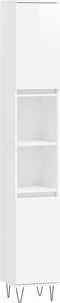 vidaXL - Badkamerkast - 30x30x190 - cm - bewerkt - hout - hoogglans - wit