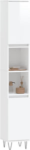 vidaXL - Badkamerkast - 30x30x190 - cm - bewerkt - hout - hoogglans - wit