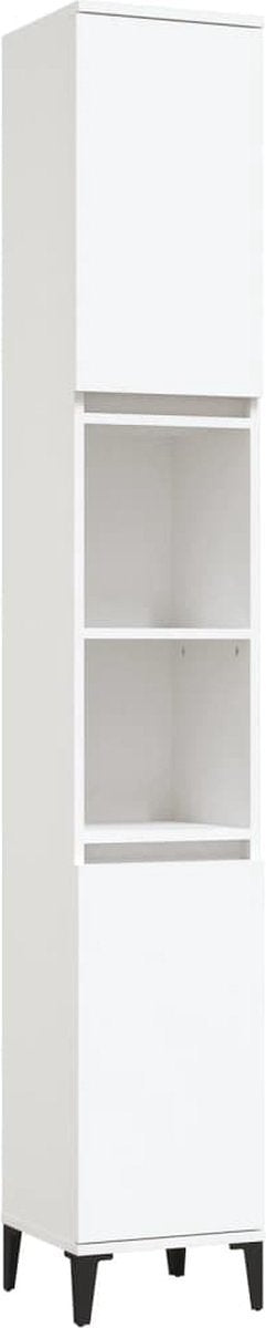 vidaXL - Badkamerkast - 30x30x190 - cm - bewerkt - hout - wit