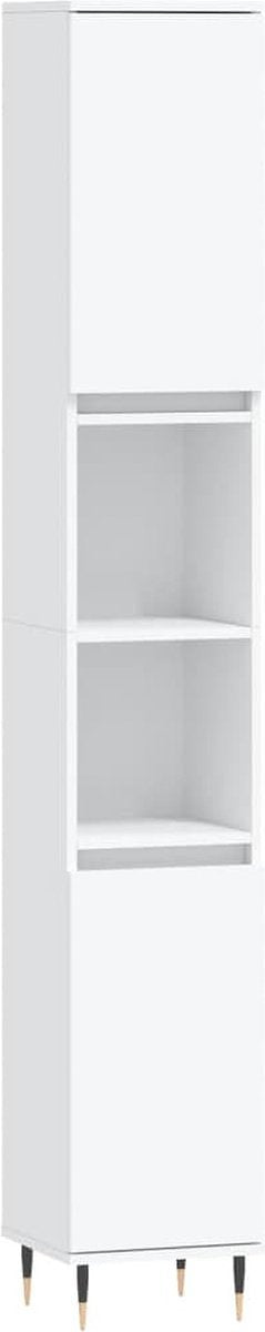 vidaXL - Badkamerkast - 30x30x190 - cm - bewerkt - hout - wit