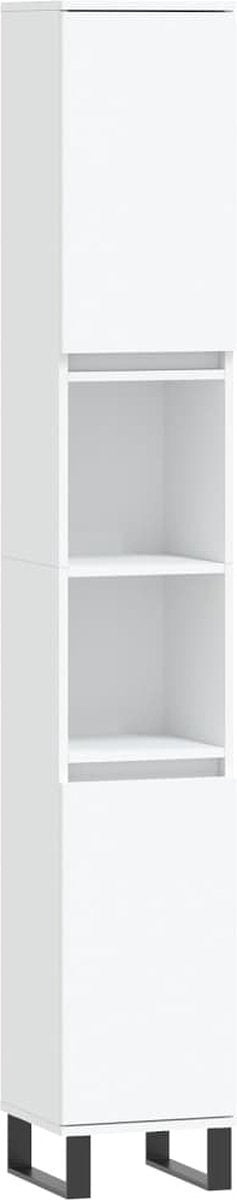 vidaXL - Badkamerkast - 30x30x190 - cm - bewerkt - hout - wit
