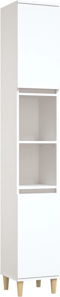 vidaXL - Badkamerkast - 30x30x190 - cm - bewerkt - hout - wit