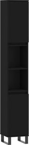 vidaXL - Badkamerkast - 30x30x190 - cm - bewerkt - hout - zwart