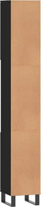 vidaXL - Badkamerkast - 30x30x190 - cm - bewerkt - hout - zwart