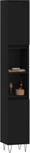 vidaXL - Badkamerkast - 30x30x190 - cm - bewerkt - hout - zwart