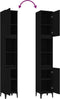 vidaXL - Badkamerkast - 30x30x190 - cm - bewerkt - hout - zwart