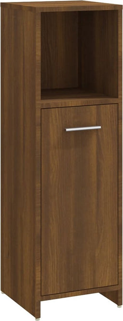 vidaXL - Badkamerkast - 30x30x95 - cm - bewerkt - hout - bruin - eikenkleur
