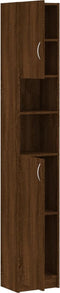 vidaXL - Badkamerkast - 32x25,5x190 - cm - bewerkt - hout - bruin - eikenkleur