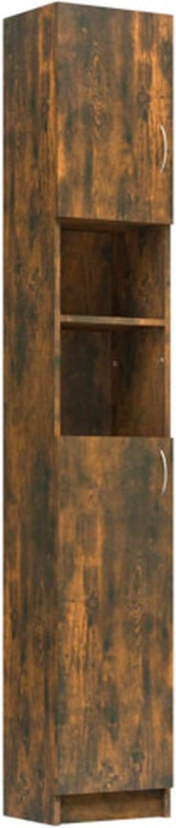 vidaXL - Badkamerkast - 32x25,5x190 - cm - bewerkt - hout - gerookt - eikenkleurig