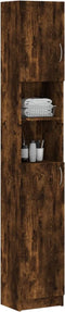 vidaXL - Badkamerkast - 32x25,5x190 - cm - bewerkt - hout - gerookt - eikenkleurig