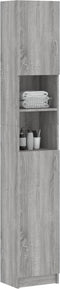 vidaXL - Badkamerkast - 32x25,5x190 - cm - bewerkt - hout - grijs - sonoma - eiken