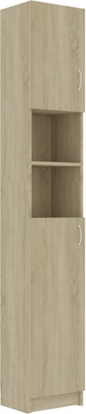 vidaXL - Badkamerkast - 32x25,5x190 - cm - bewerkt - hout - sonoma - eikenkleurig