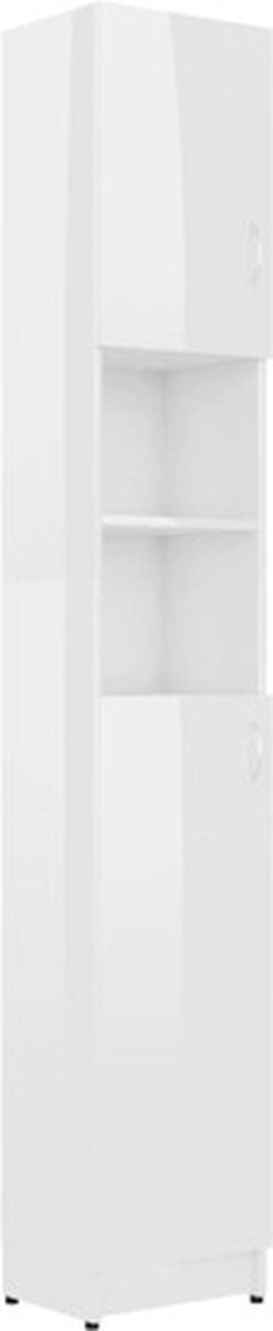 vidaXL - Badkamerkast - 32x25,5x190 - cm - spaanplaat - hoogglans - wit