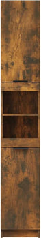 vidaXL - Badkamerkast - 32x34x188,5 - cm - bewerkt - hout - gerookt - eikenkleurig