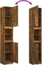 vidaXL - Badkamerkast - 32x34x188,5 - cm - bewerkt - hout - gerookt - eikenkleurig
