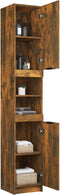 vidaXL - Badkamerkast - 32x34x188,5 - cm - bewerkt - hout - gerookt - eikenkleurig