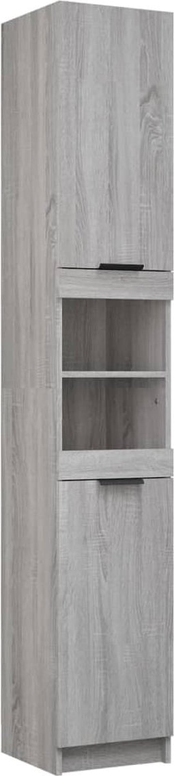 vidaXL - Badkamerkast - 32x34x188,5 - cm - bewerkt - hout - grijs - sonoma - eiken