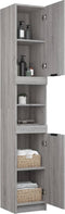 vidaXL - Badkamerkast - 32x34x188,5 - cm - bewerkt - hout - grijs - sonoma - eiken